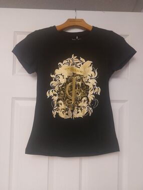 Juicy Couture Black Tee with Gold Foil Crest